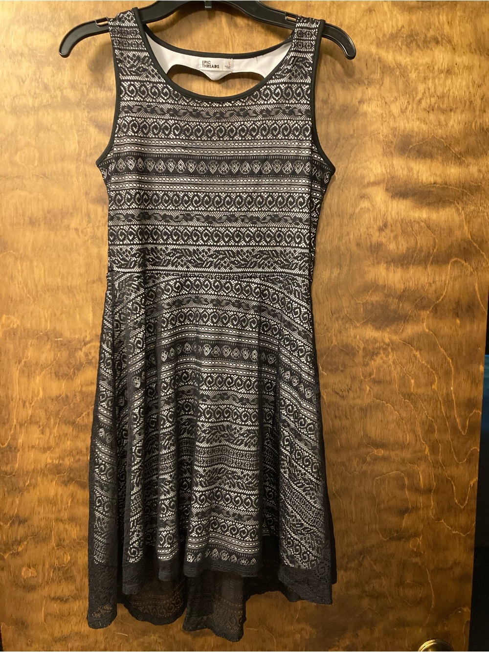 Epic Threads Black and Silver Textured High-Low Sleeveless Dress